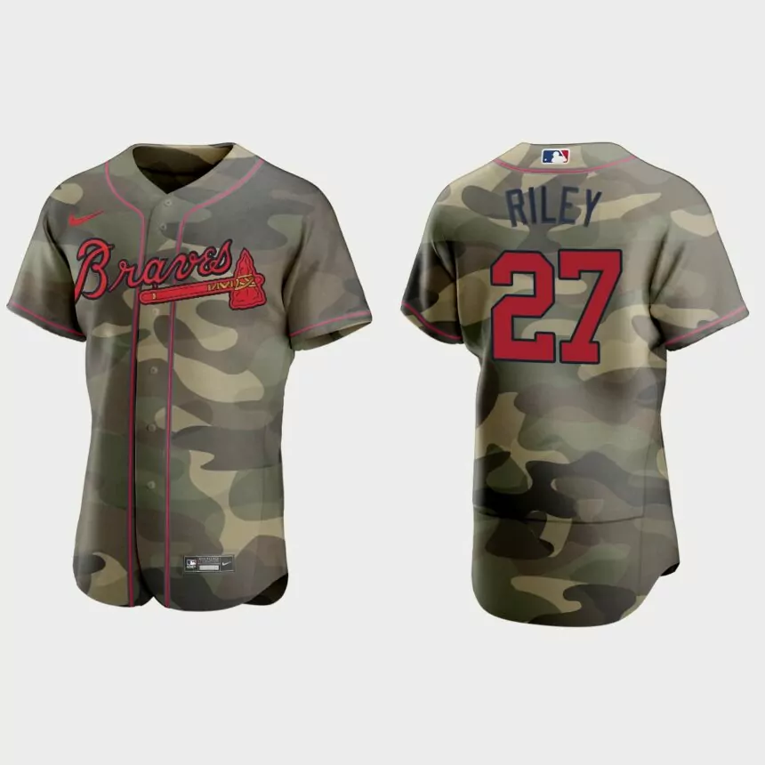 Austin Riley Atlanta Braves 2021 National Armed Forces Day Authentic Jersey – Camo