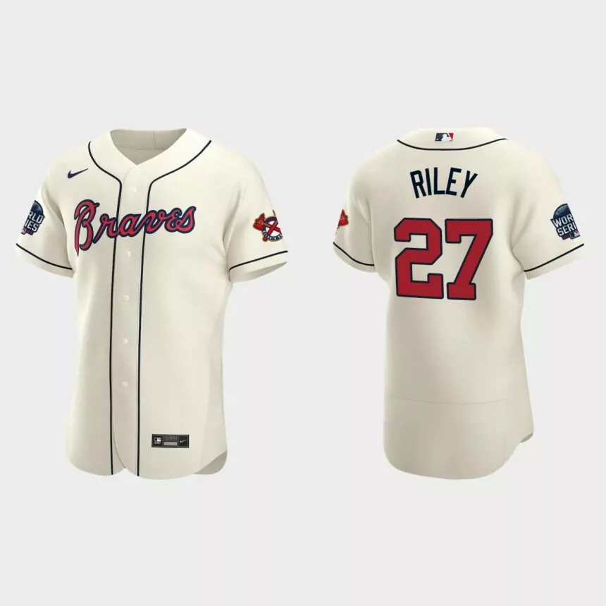 Austin Riley Atlanta Braves 2021 World Series Authentic Jersey – Cream