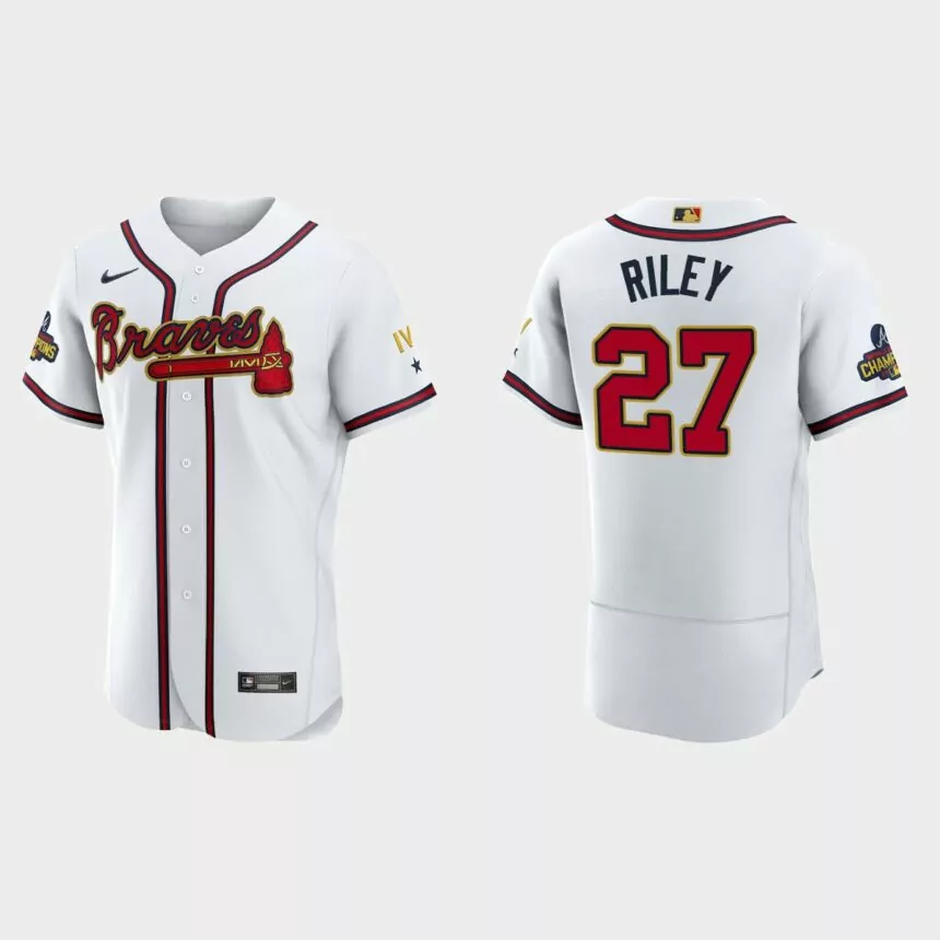 Austin Riley Atlanta Braves 2022 Gold Program White Authentic Jersey