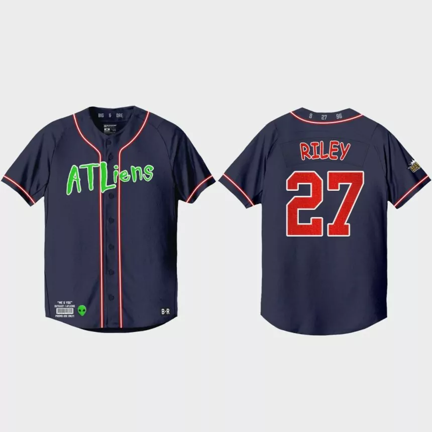 Austin Riley Atlanta Braves 25th Anniversary Baseball Outkast Jersey – Navy