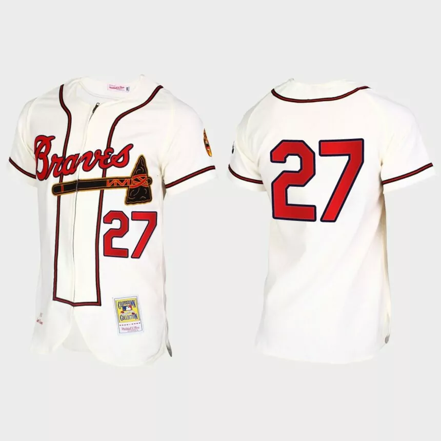 Austin Riley Atlanta Braves Throwback Authentic Jersey – Cream