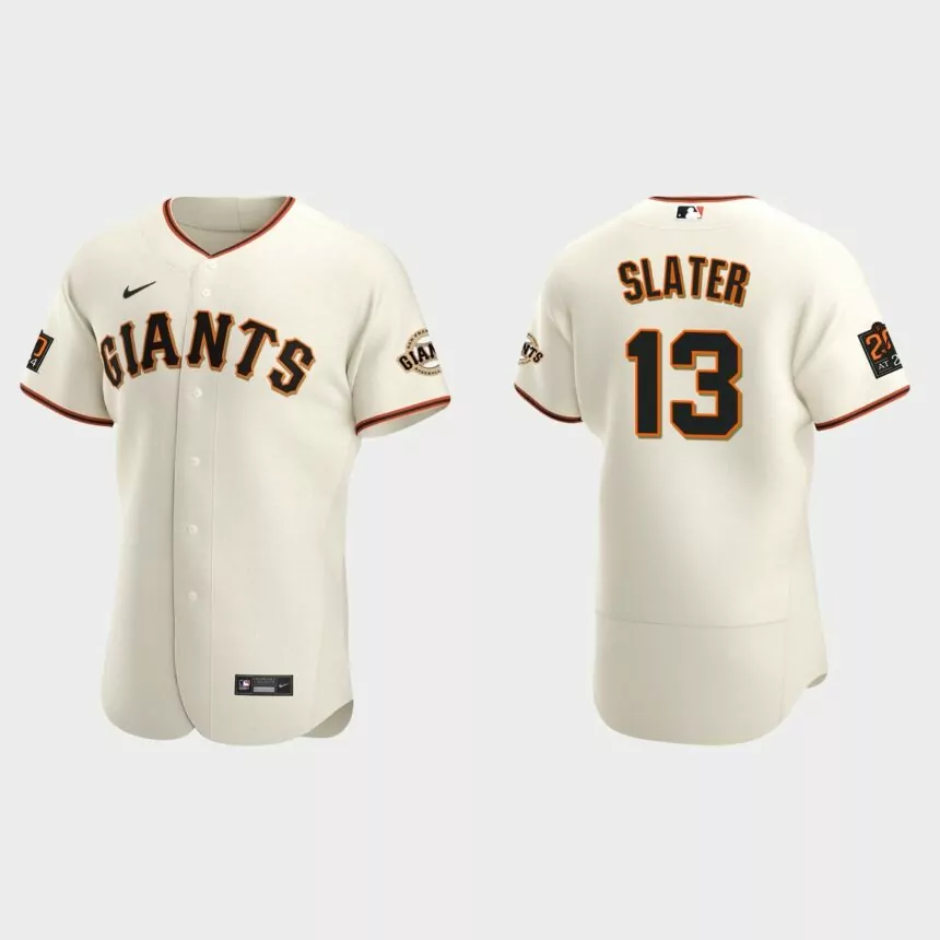 Austin Slater #13 San Francisco Giants Authentic Home Jersey – Cream