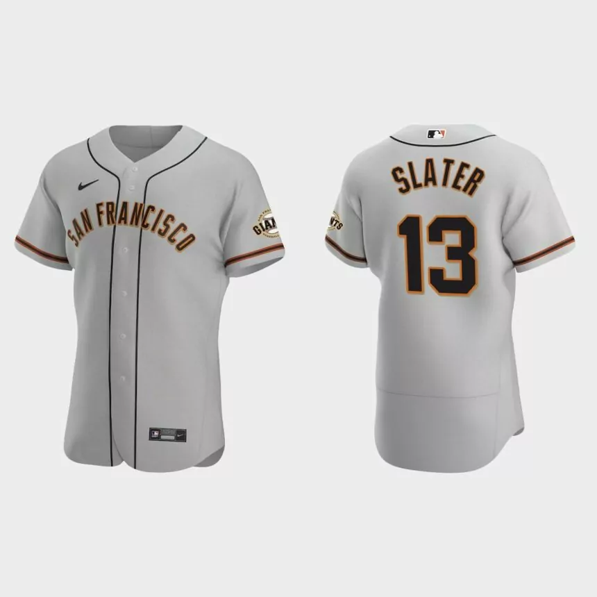 Austin Slater #13 San Francisco Giants Authentic Road Jersey – Gray