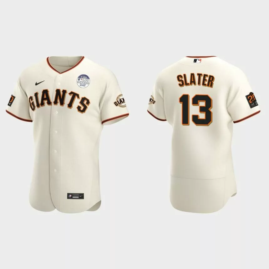 Austin Slater San Francisco Giants 4 ALS Lou Gehrig Day Authentic Jersey – Cream