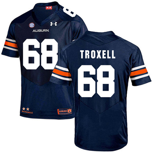 Austin Troxell Auburn Tigers Men's Jersey - #68 NCAA Navy Blue Stitched Authentic