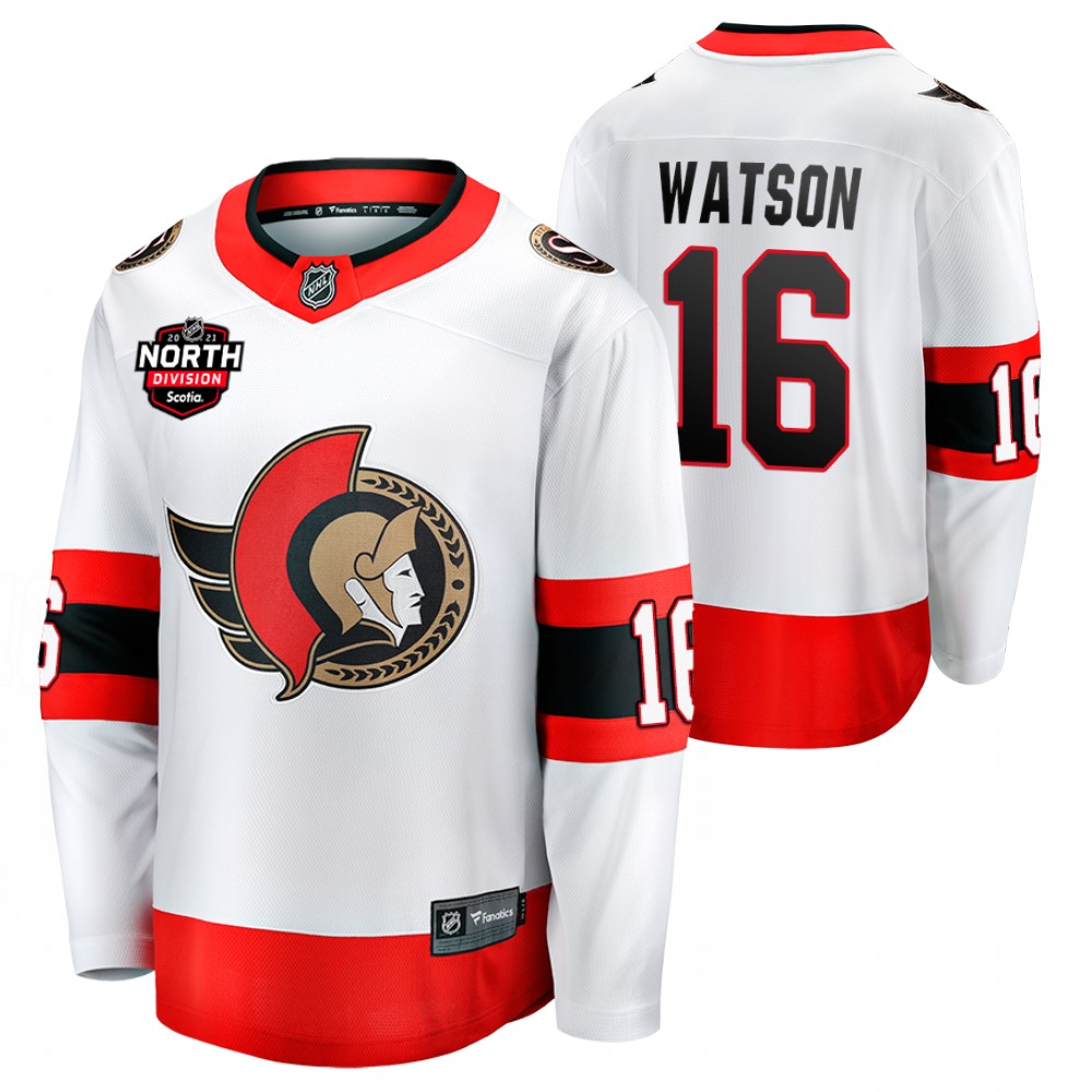 Austin Watson Senators 2021 North Division Patch Jersey White Away