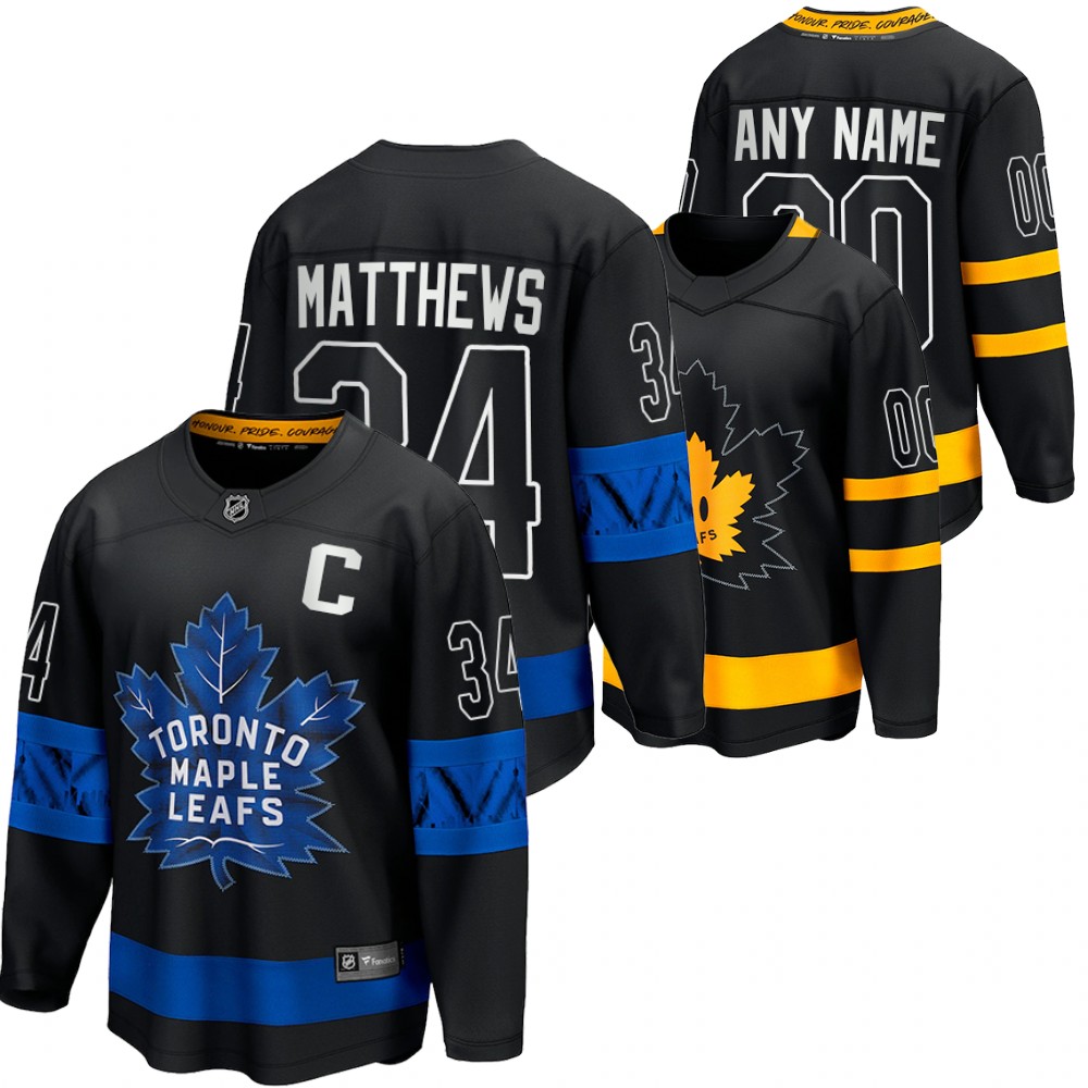 Auston Matthews Maple Leafs drew house Alternate Reversible Black Premier Jersey