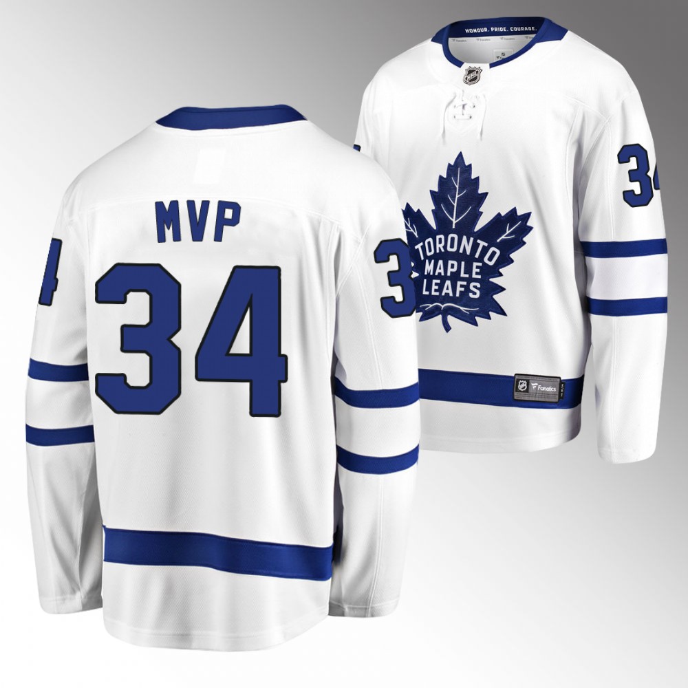 Auston Matthews NHL MVP Maple Leafs #34 White Jersey 2022 Hart Trophy