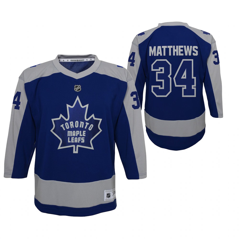 Auston Matthews Toronto Maple Leafs 2021 Reverse Retro Blue Youth Jersey Special Edition