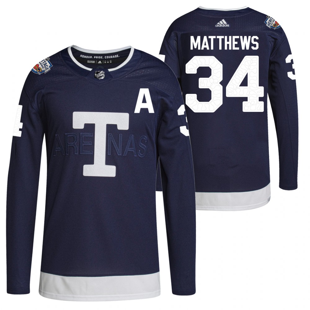 Auston Matthews Toronto Maple Leafs 2022 Heritage Classic Navy Primegreen Authentic Jersey