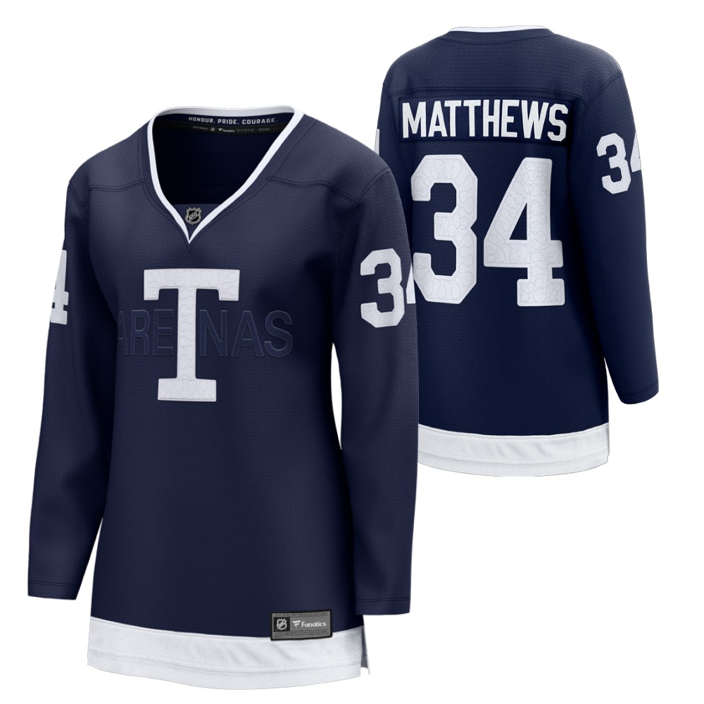 Auston Matthews Toronto Maple Leafs 2022 Heritage Classic Navy Women Jersey