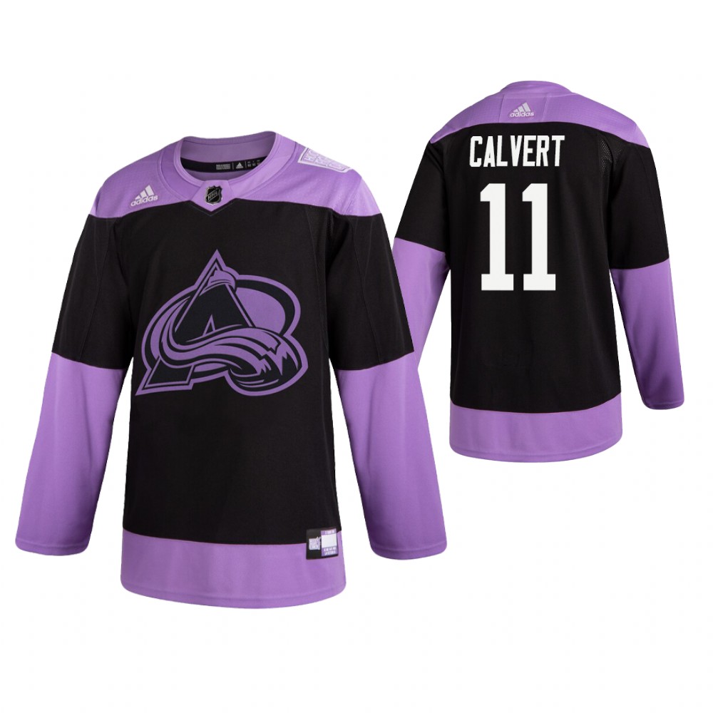 Avalanche #11 Matt Calvert Practice Hockey Fights Cancer Jersey Black