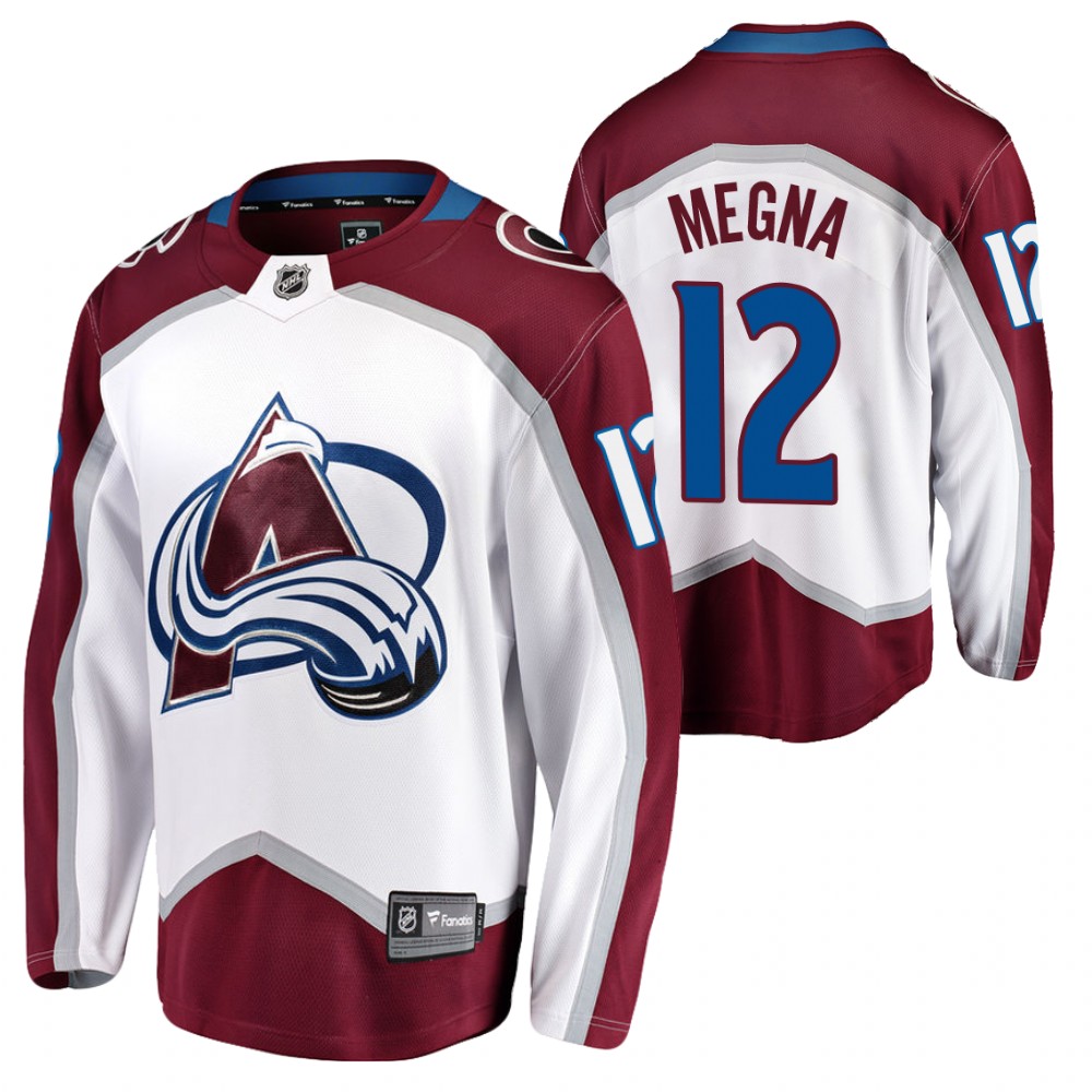 Avalanche #12 Jayson Megna White 2021-22 Road Jersey