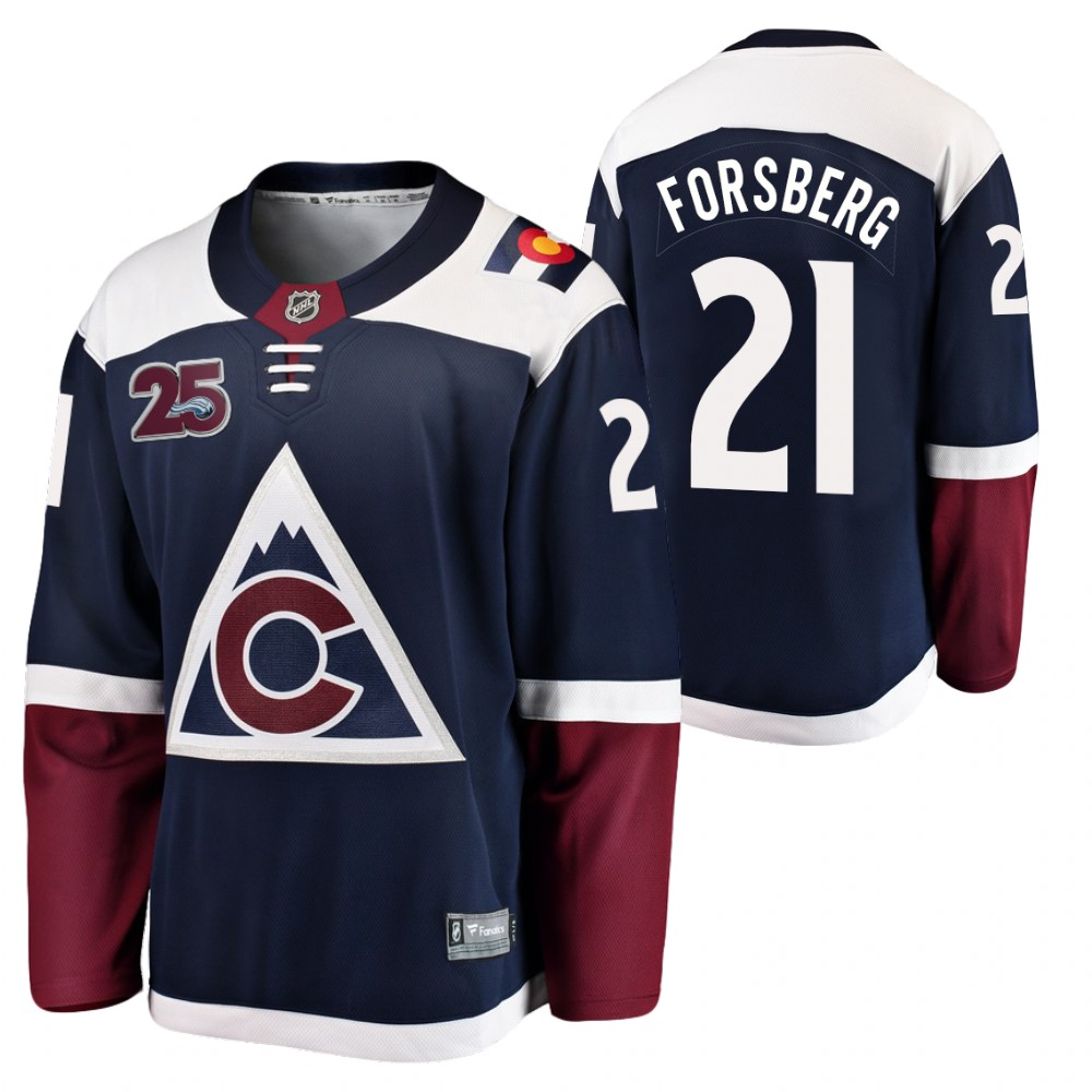 Avalanche #21 Peter Forsberg Navy 2020-21 25th Anniversary Jersey