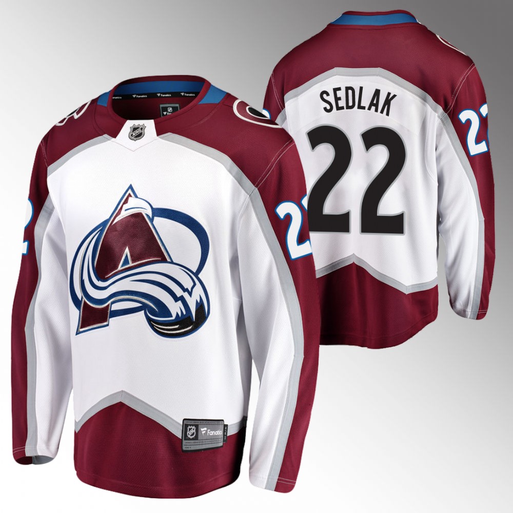 Avalanche #22 Lukas Sedlak White Away Jersey