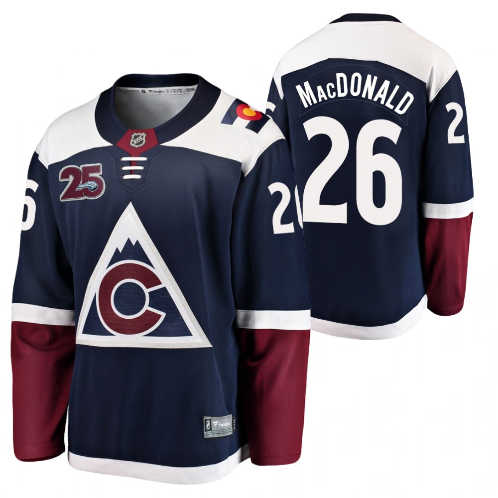 Avalanche #26 Jacob MacDonald Blue 2021 Alternate Jersey