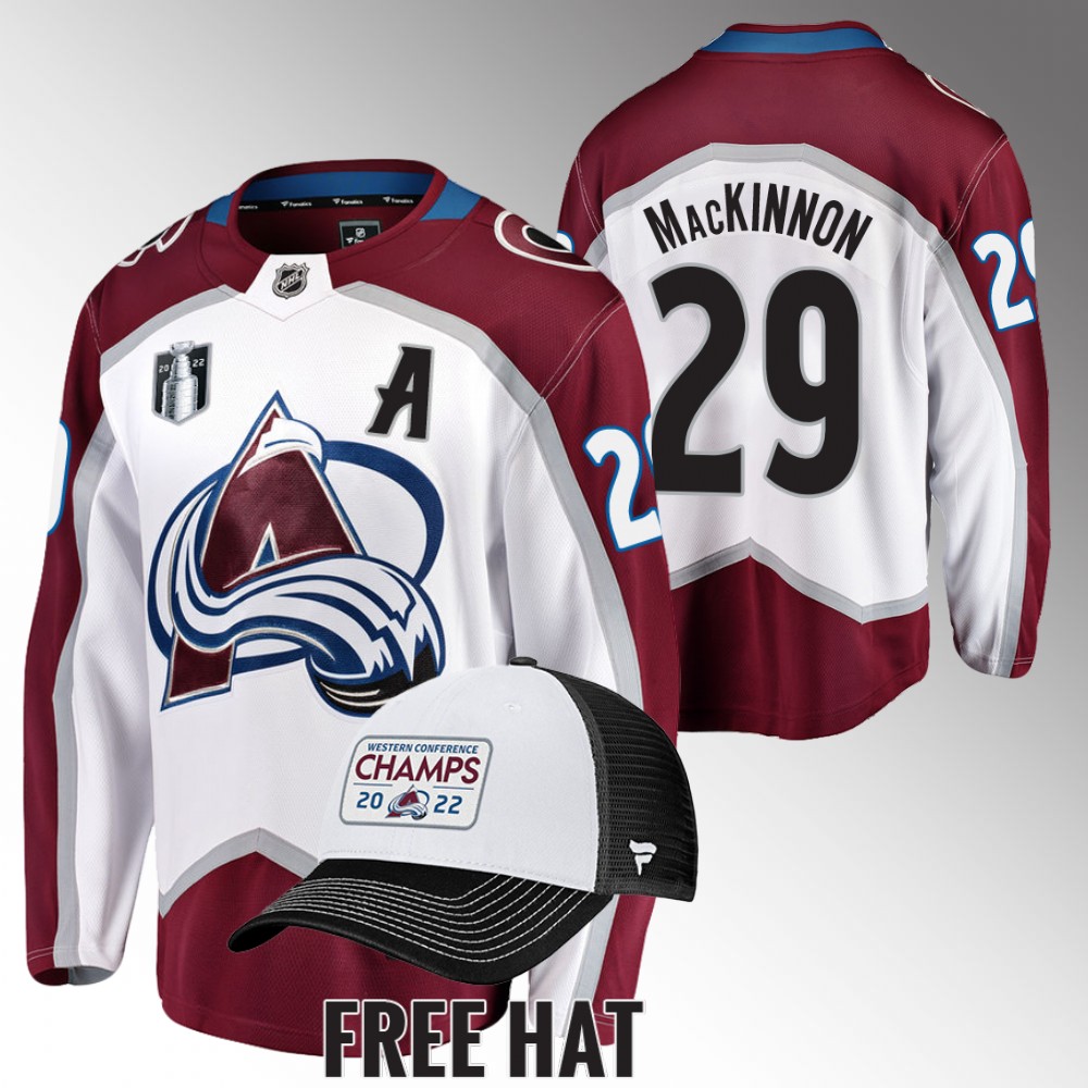 Avalanche #29 Nathan MacKinnon White 2022 Central Division Champions Jersey