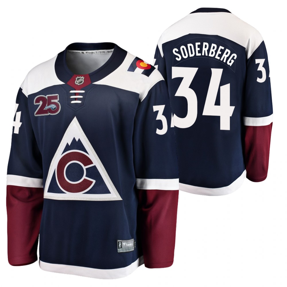 Avalanche #34 Carl Soderberg Blue 2021 Alternate Jersey