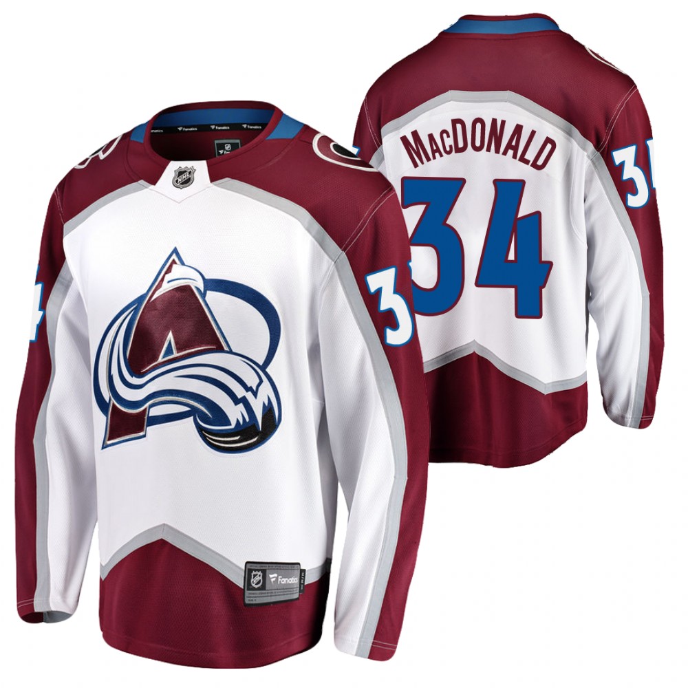 Avalanche #34 Jacob MacDonald White 2021-22 Road Jersey