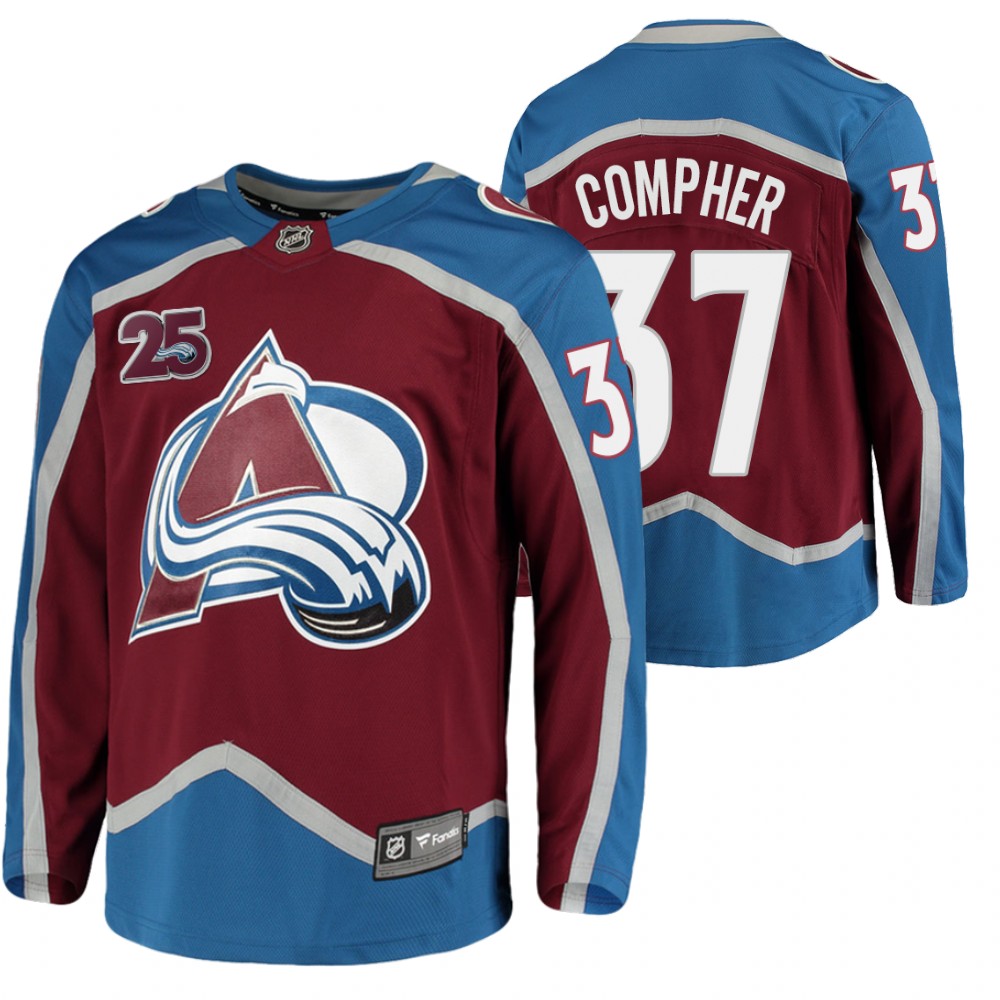 Avalanche #37 J.T. Compher Burgundy 2020-21 25th Anniversary Jersey