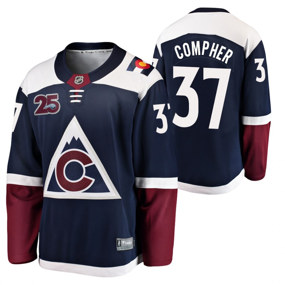 Avalanche #37 J.T. Compher Navy 2020-21 25th Anniversary Jersey