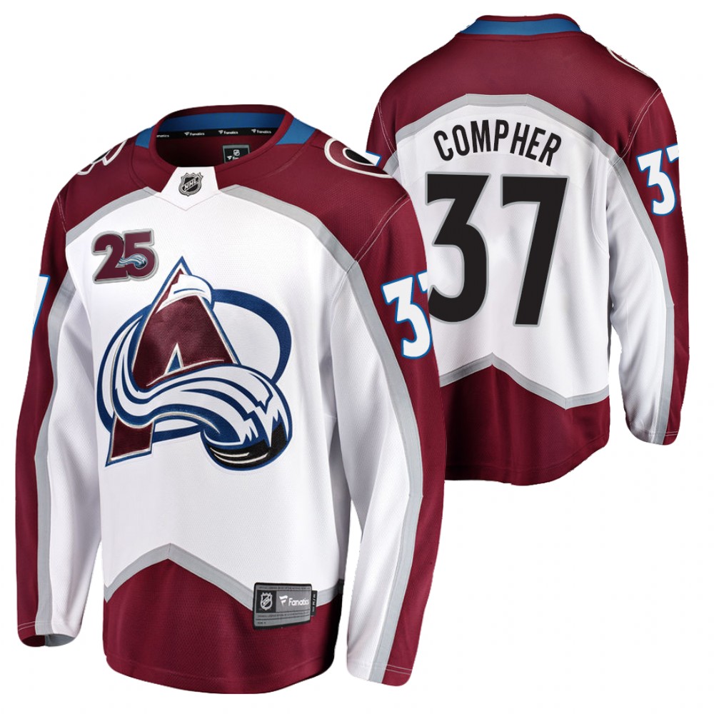 Avalanche #37 J.T. Compher White 2020-21 25th Anniversary Jersey