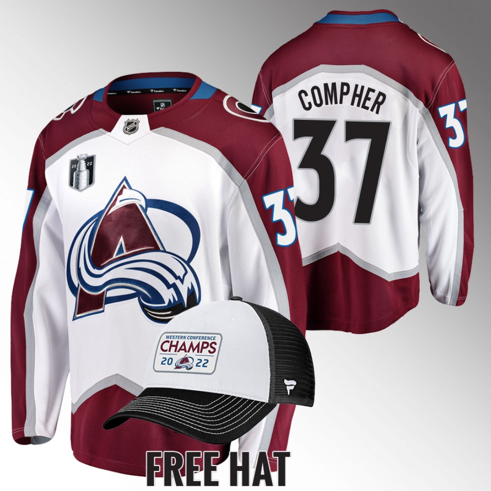 Avalanche #37 J.T. Compher White 2022 Central Division Champions Jersey