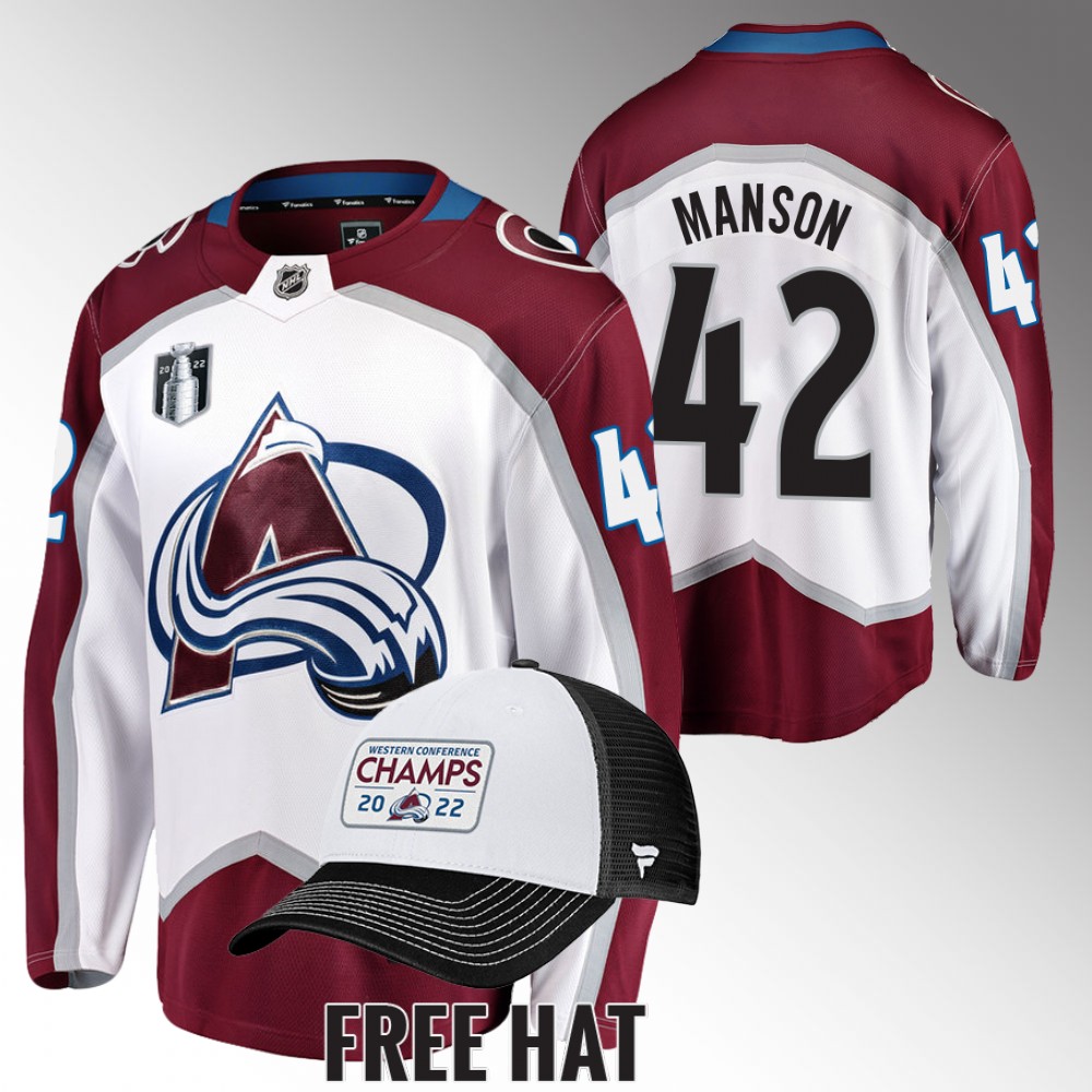 Avalanche #42 Josh Manson White 2022 Central Division Champions Jersey