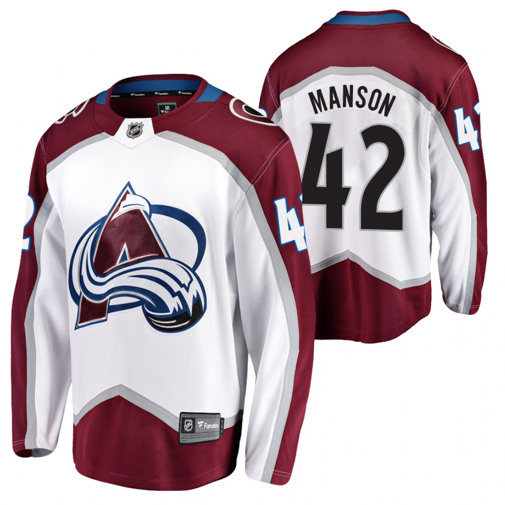 Avalanche #42 Josh Manson White Away Jersey