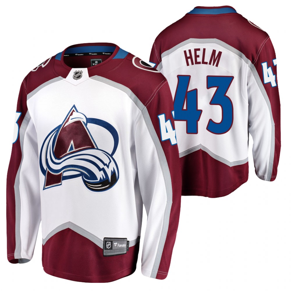 Avalanche #43 Darren Helm White 2021-22 Road Jersey