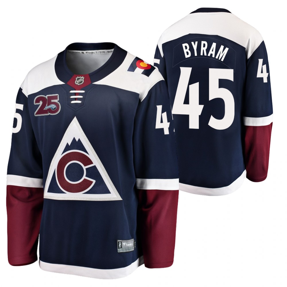Avalanche #45 Bowen Byram Navy 2020-21 25th Anniversary Jersey