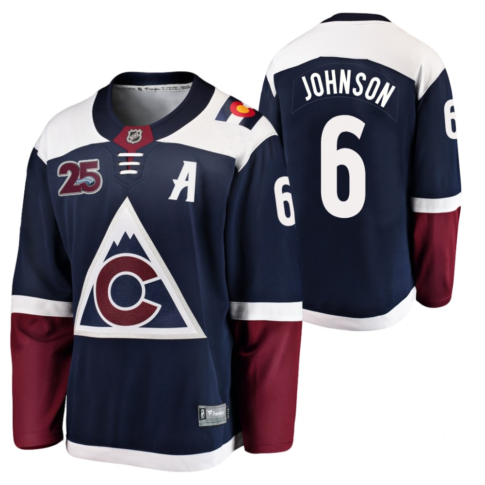 Avalanche #6 Arik Johnson Navy 2020-21 25th Anniversary Jersey