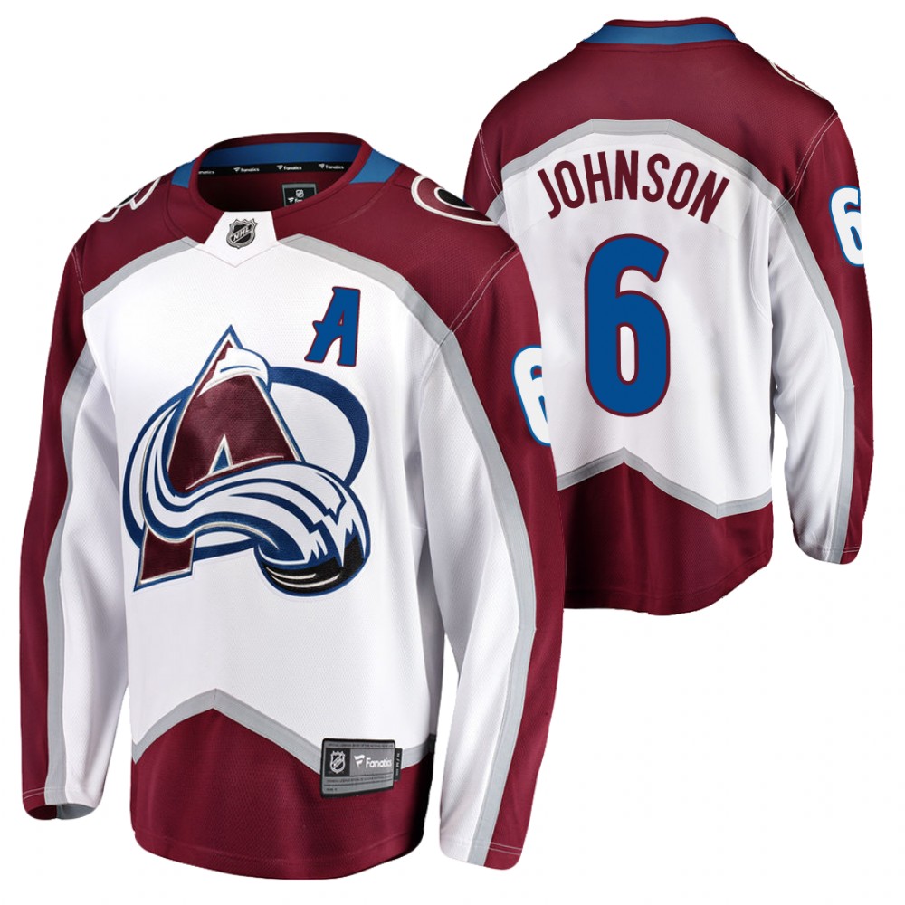 Avalanche #6 Erik Johnson White 2021-22 Road Jersey