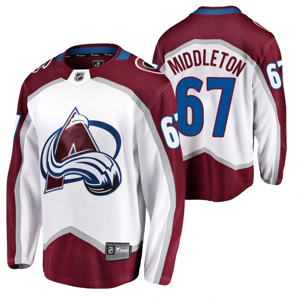 Avalanche #67 Keaton Middleton White 2021-22 Road Jersey