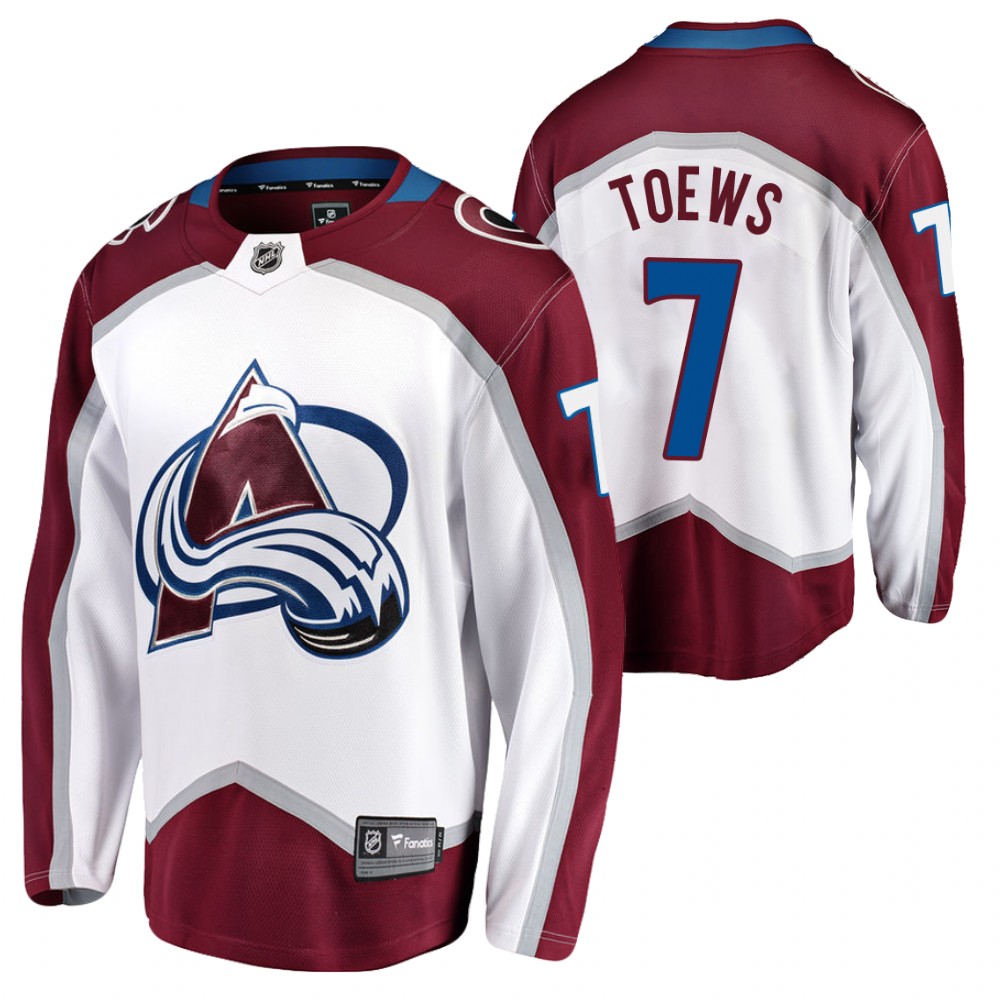 Avalanche #7 Devon Toews White 2021-22 Road Jersey