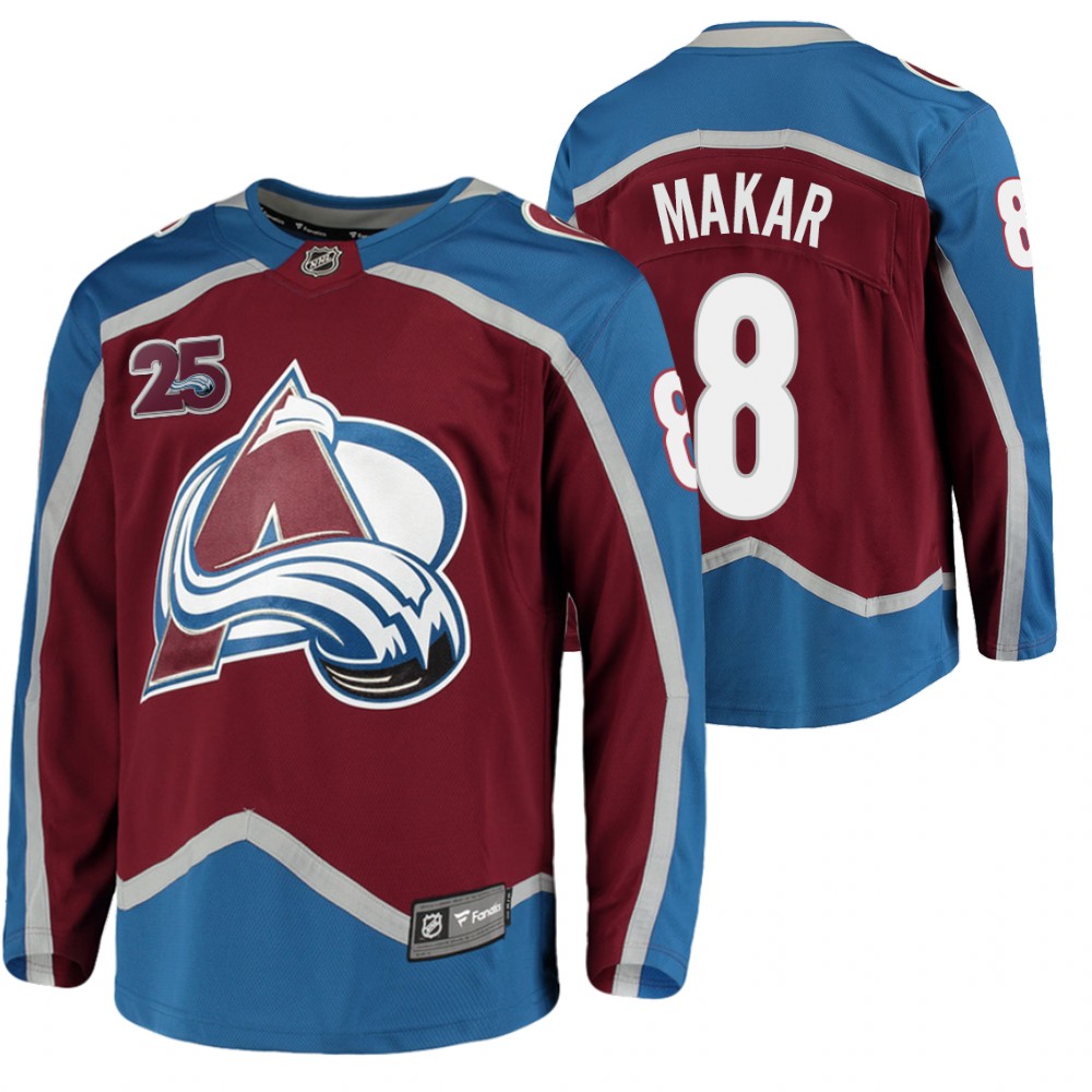 Avalanche #8 Cale Makar Burgundy 2020-21 25th Anniversary Jersey