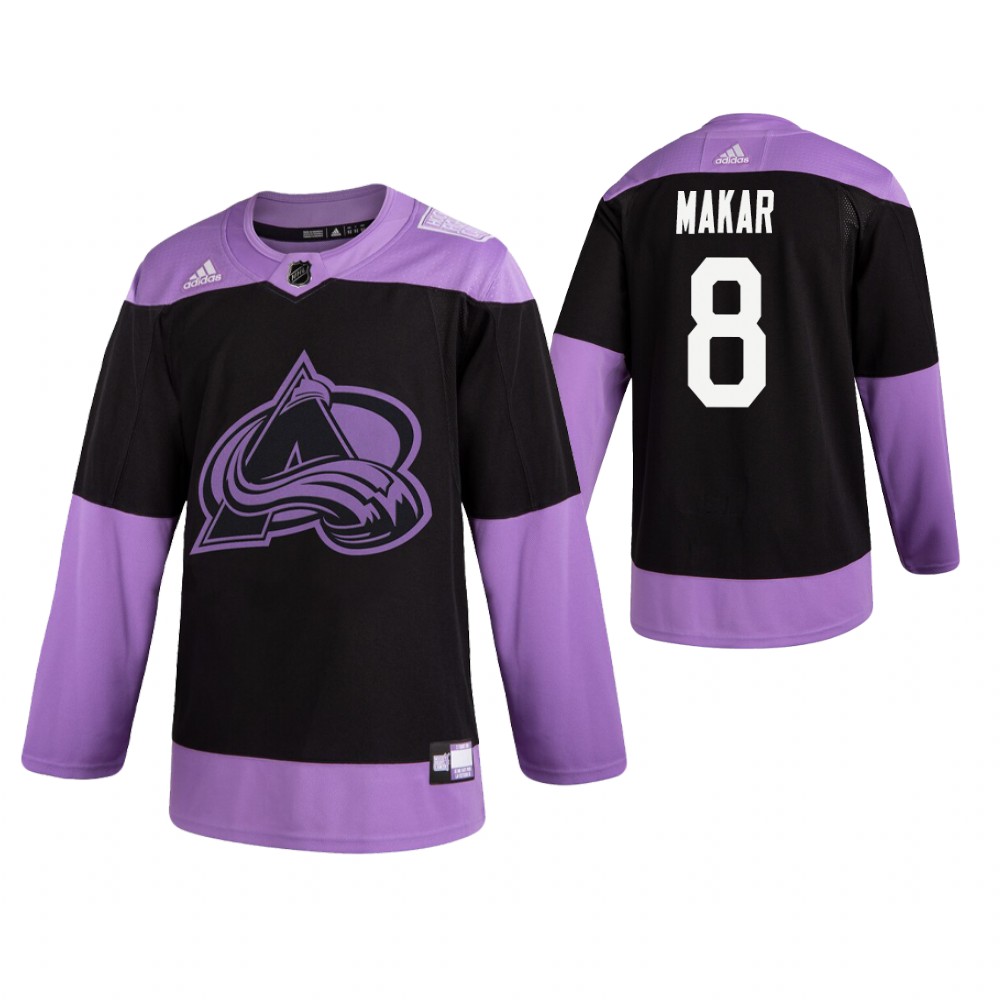 Avalanche #8 Cale Makar Practice Hockey Fights Cancer Jersey Black