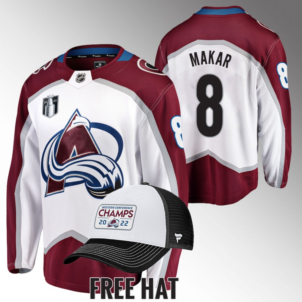 Avalanche #8 Cale Makar White 2022 Central Division Champions Jersey