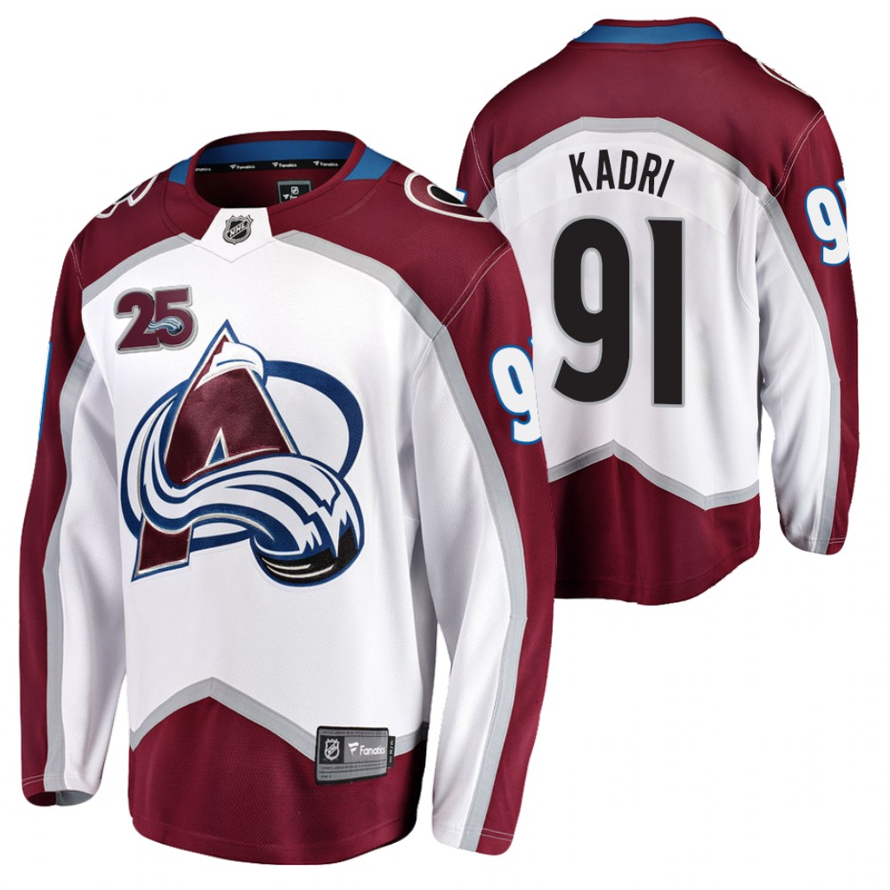 Avalanche #91 Nazem Kadri White 2020-21 25th Anniversary Jersey