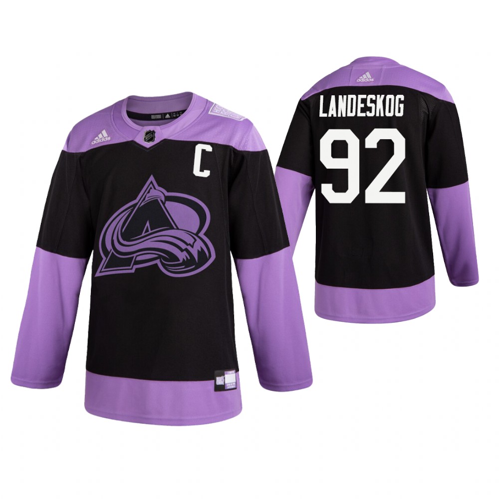 Avalanche #92 Gabriel Landeskog Practice Hockey Fights Cancer Jersey Black