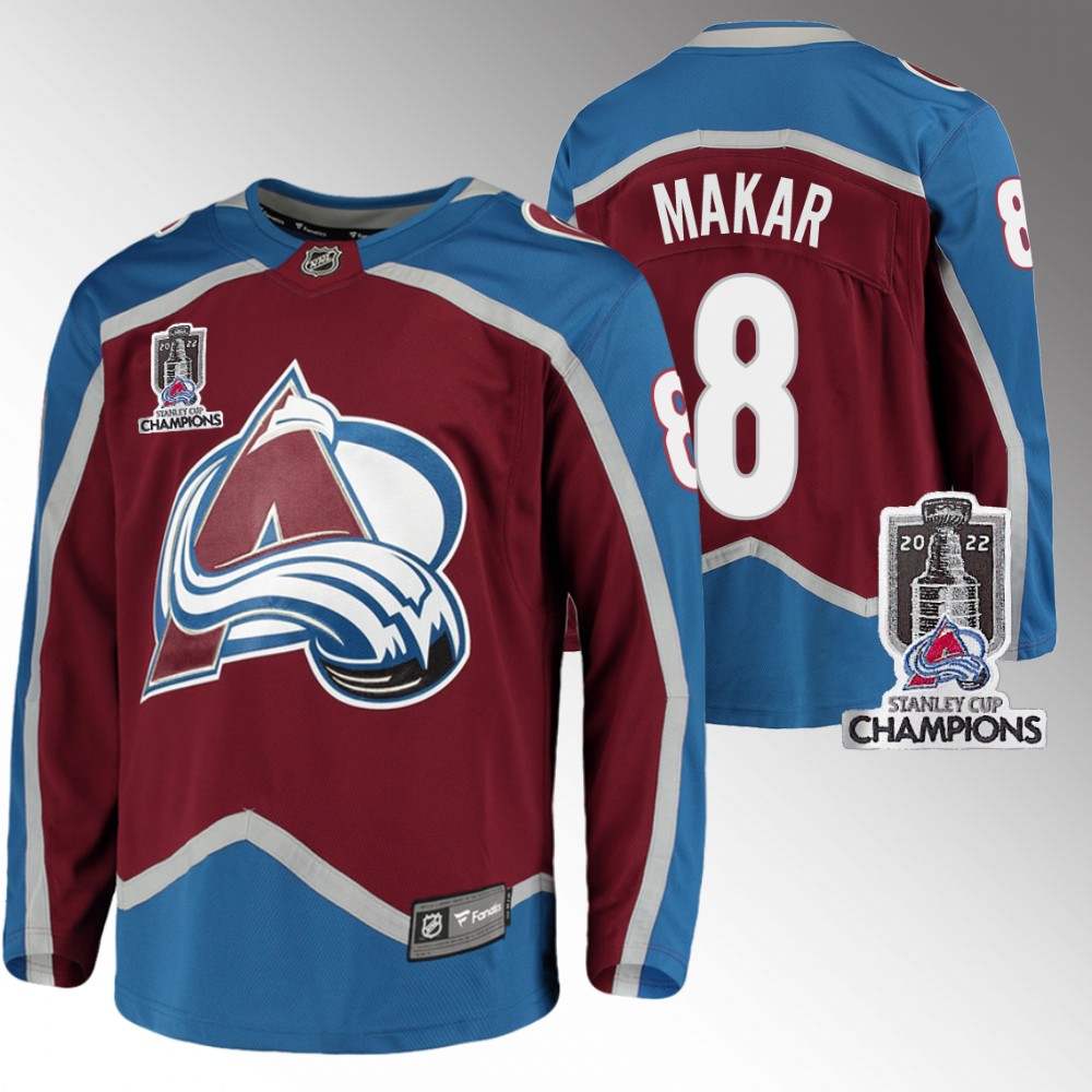 Avalanche 2022 Stanley Cup Champions Cale Makar Burgundy Jersey