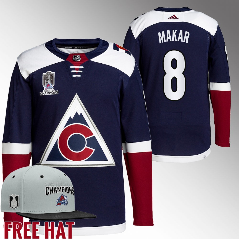 Avalanche 2022 Stanley Cup Champions Cale Makar Navy Jersey