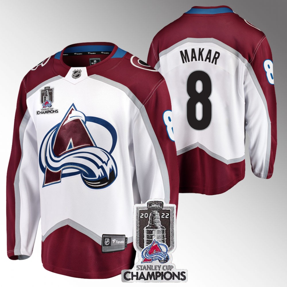 Avalanche 2022 Stanley Cup Champions Cale Makar White Jersey