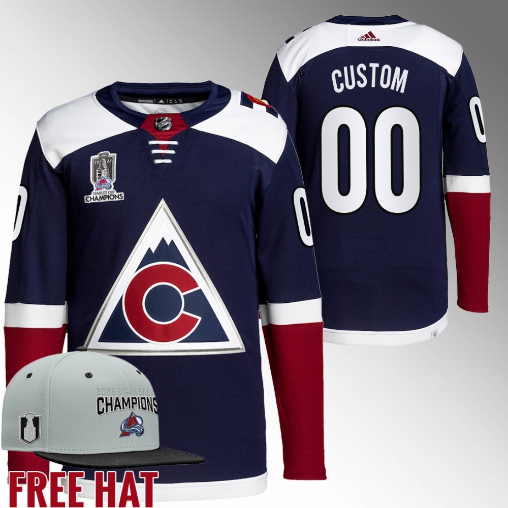 Avalanche 2022 Stanley Cup Champions Custom Navy Jersey