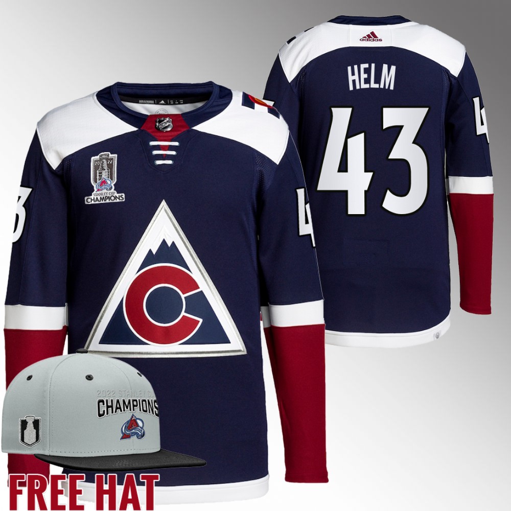 Avalanche 2022 Stanley Cup Champions Darren Helm Navy Jersey