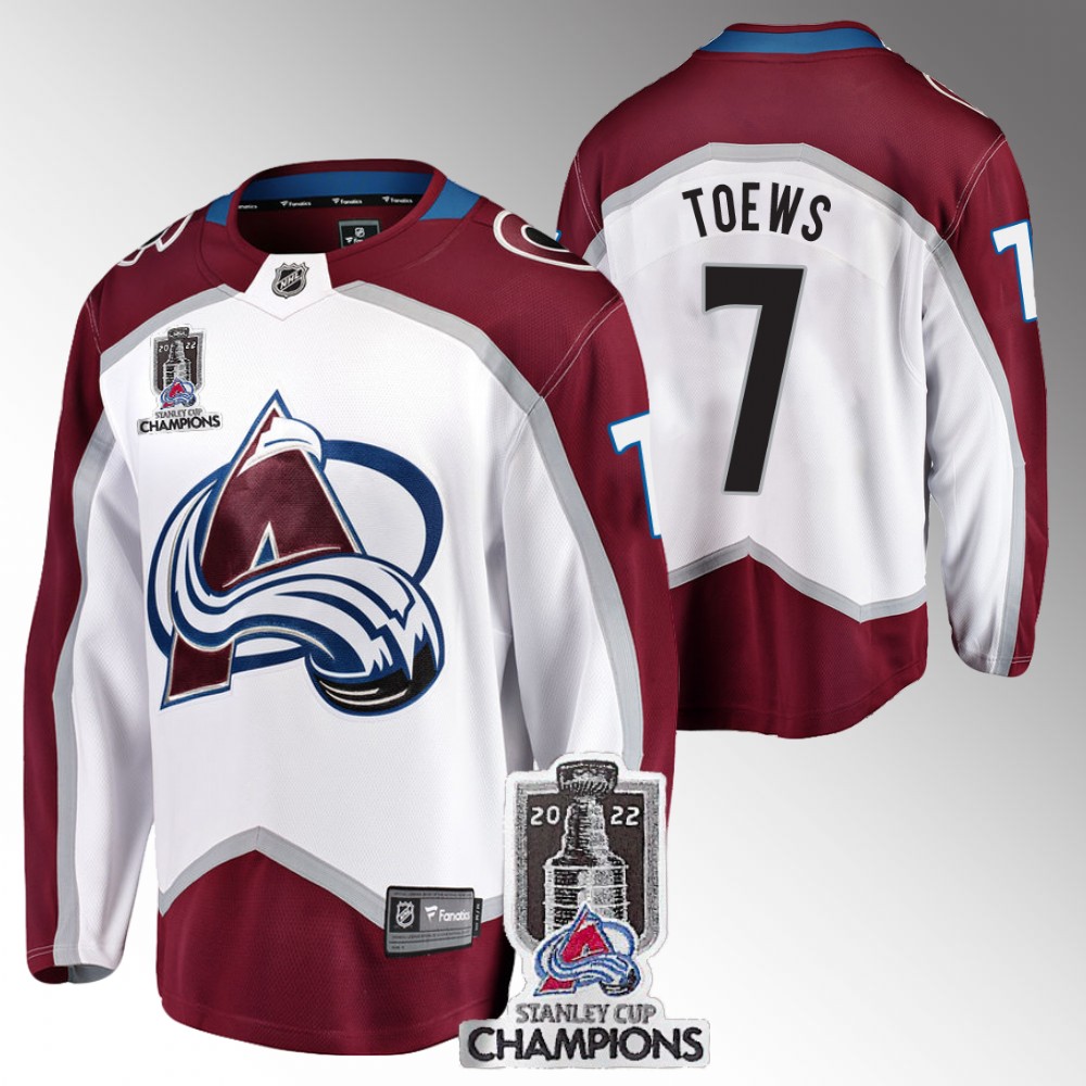 Avalanche 2022 Stanley Cup Champions Devon Toews White Jersey