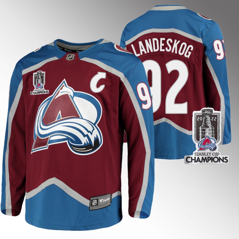 Avalanche 2022 Stanley Cup Champions Gabriel Landeskog Burgundy Jersey