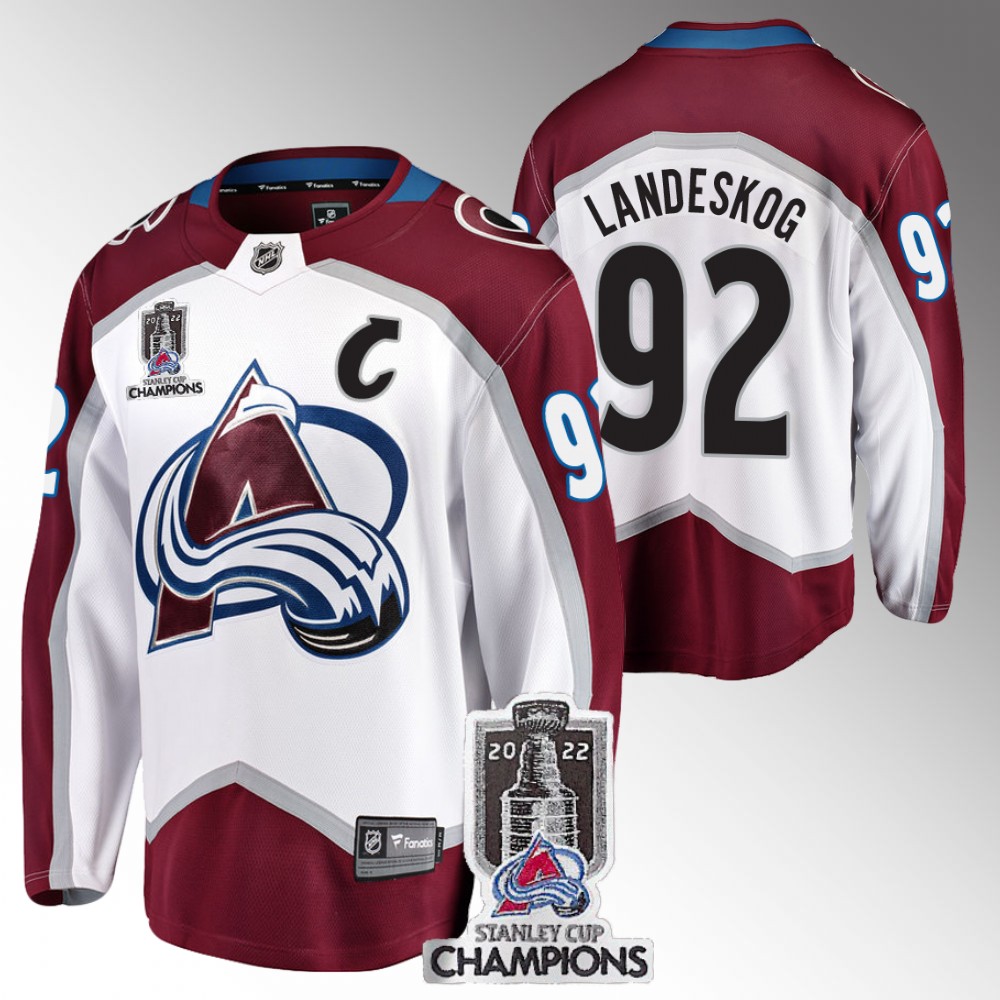 Avalanche 2022 Stanley Cup Champions Gabriel Landeskog White Jersey