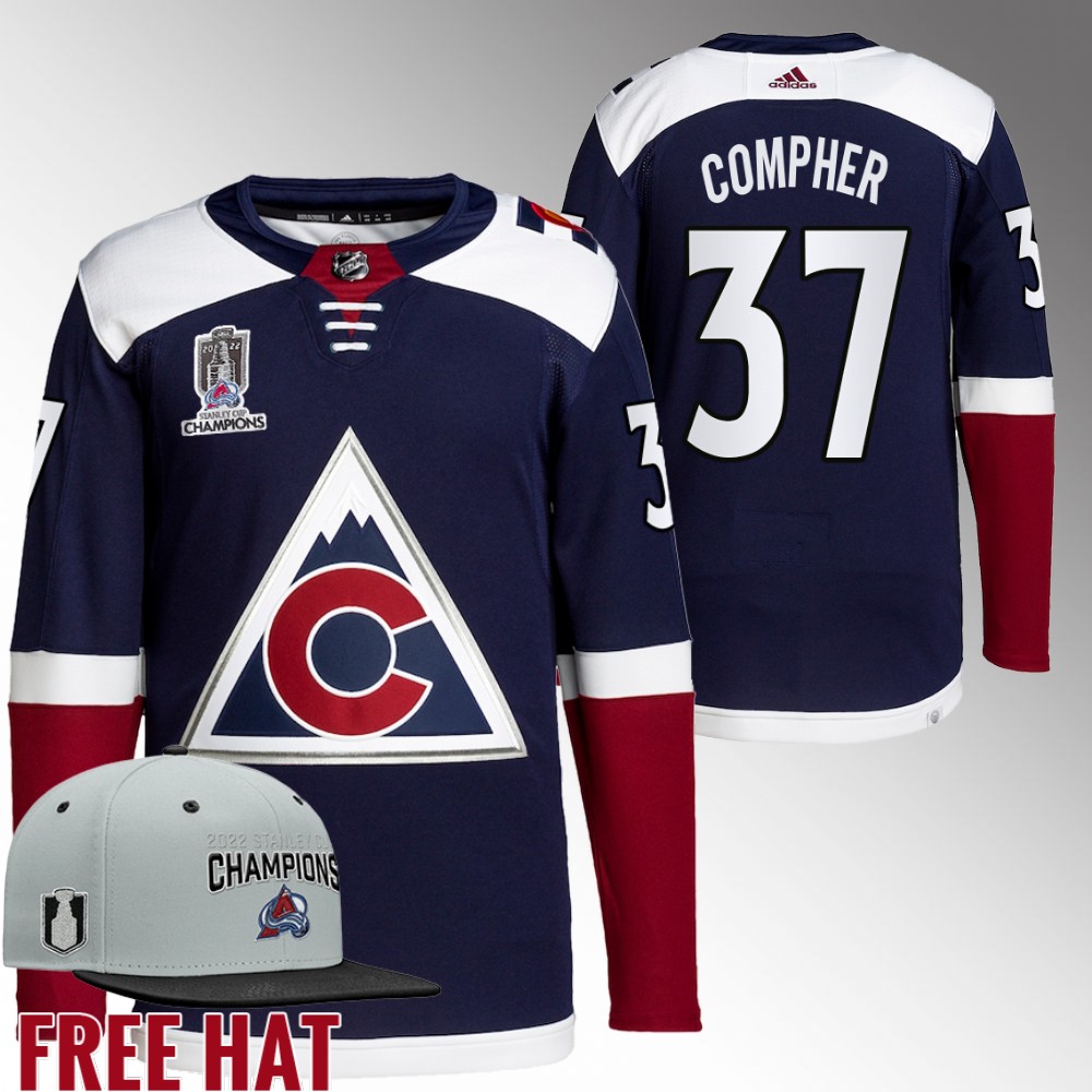 Avalanche 2022 Stanley Cup Champions J.T. Compher Navy Jersey