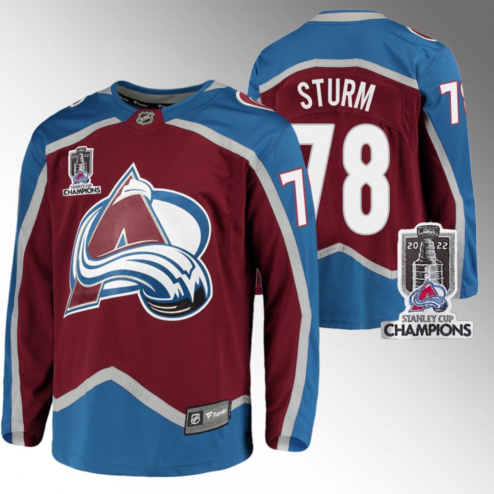 Avalanche 2022 Stanley Cup Champions Nico Sturm Burgundy Jersey